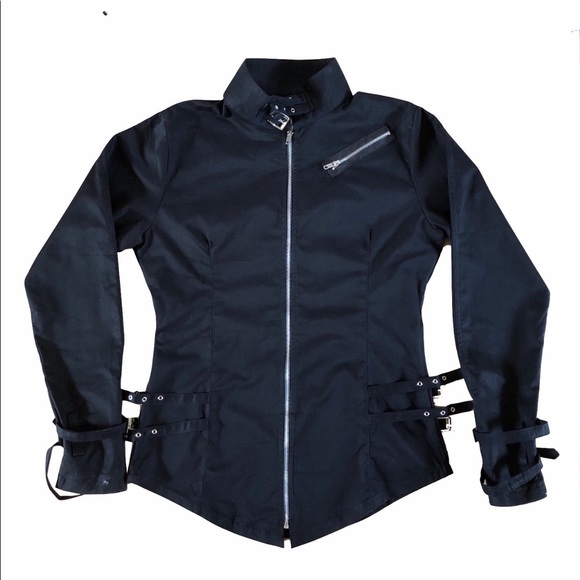 Black gothic punk buckle jacket - Picture 4 of 5